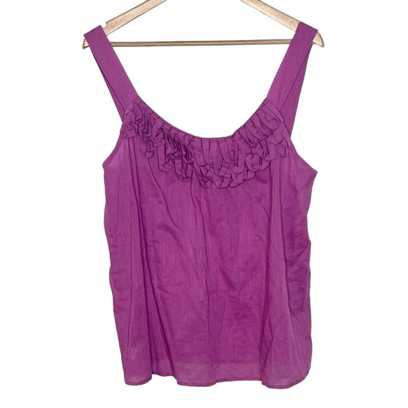 LOFT Tops - LOFT Sleeveless Fringe Top Purple Women’s Size L Cotton Strappy Summer